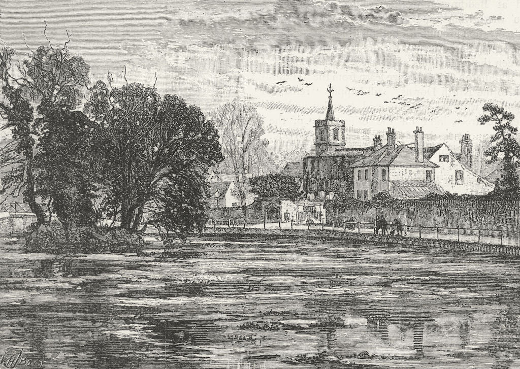 CARSHALTON. Carshalton 1888 old antique vintage print picture